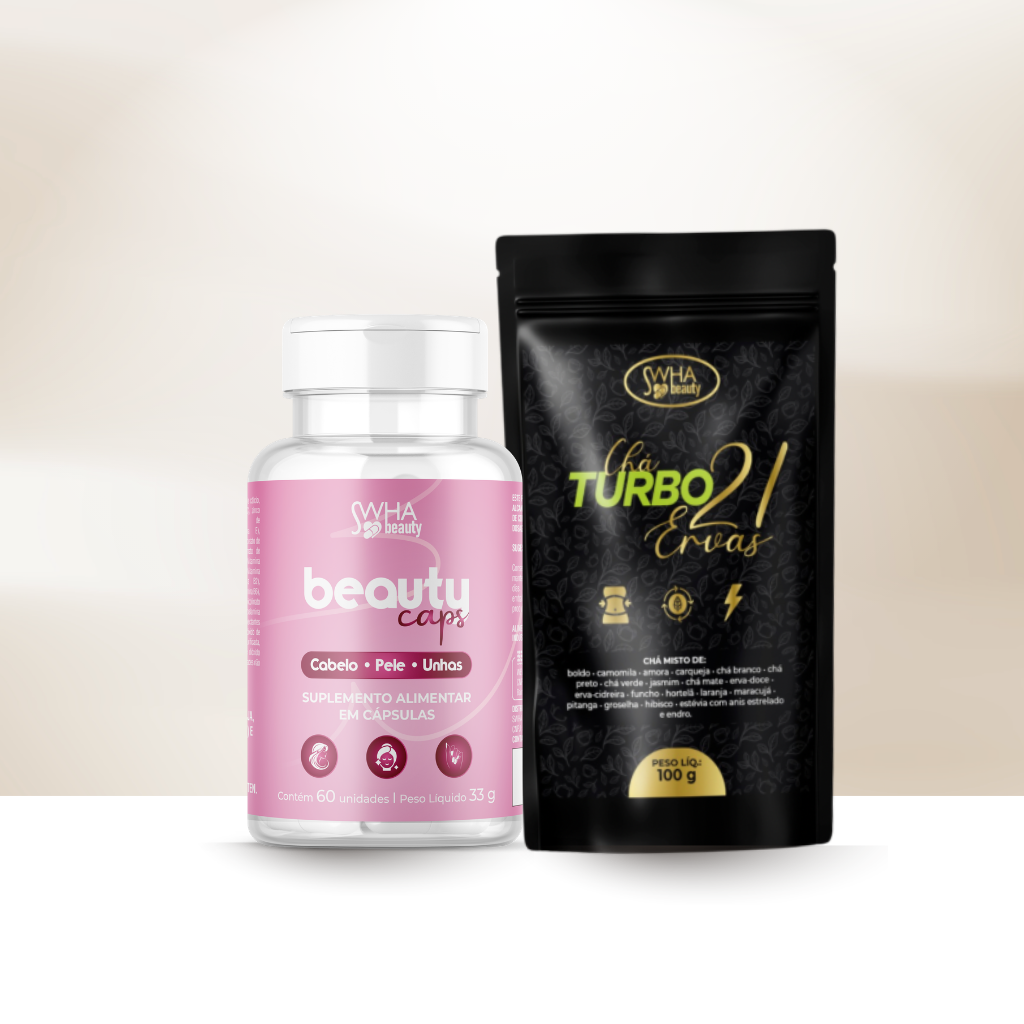 KIT DETOX E CUIDADO - Beauty Caps + Chá Turbo 21 Ervas