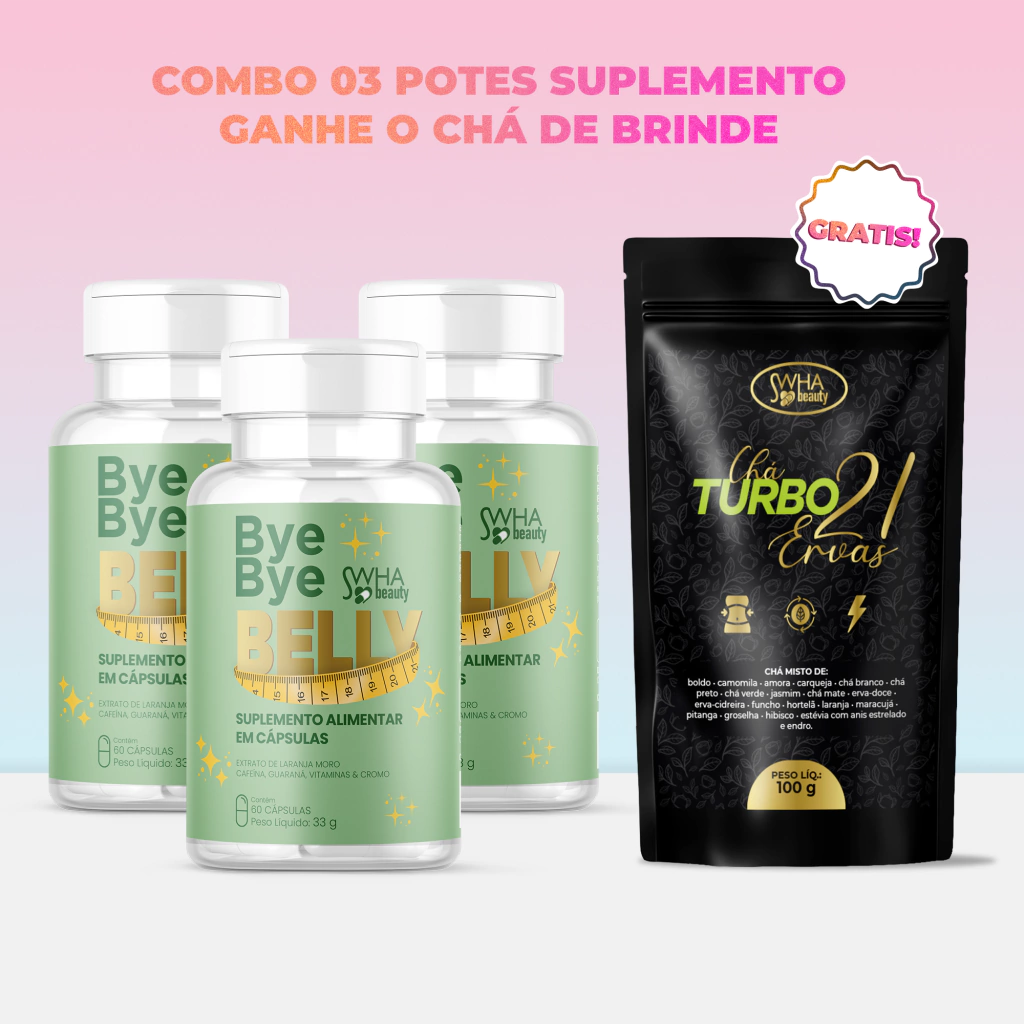COMBO - 03 Potes Suplemento Alimentar + 01 Chá Turbo 21 Ervas GRÁTIS + Brinde Exclusivo